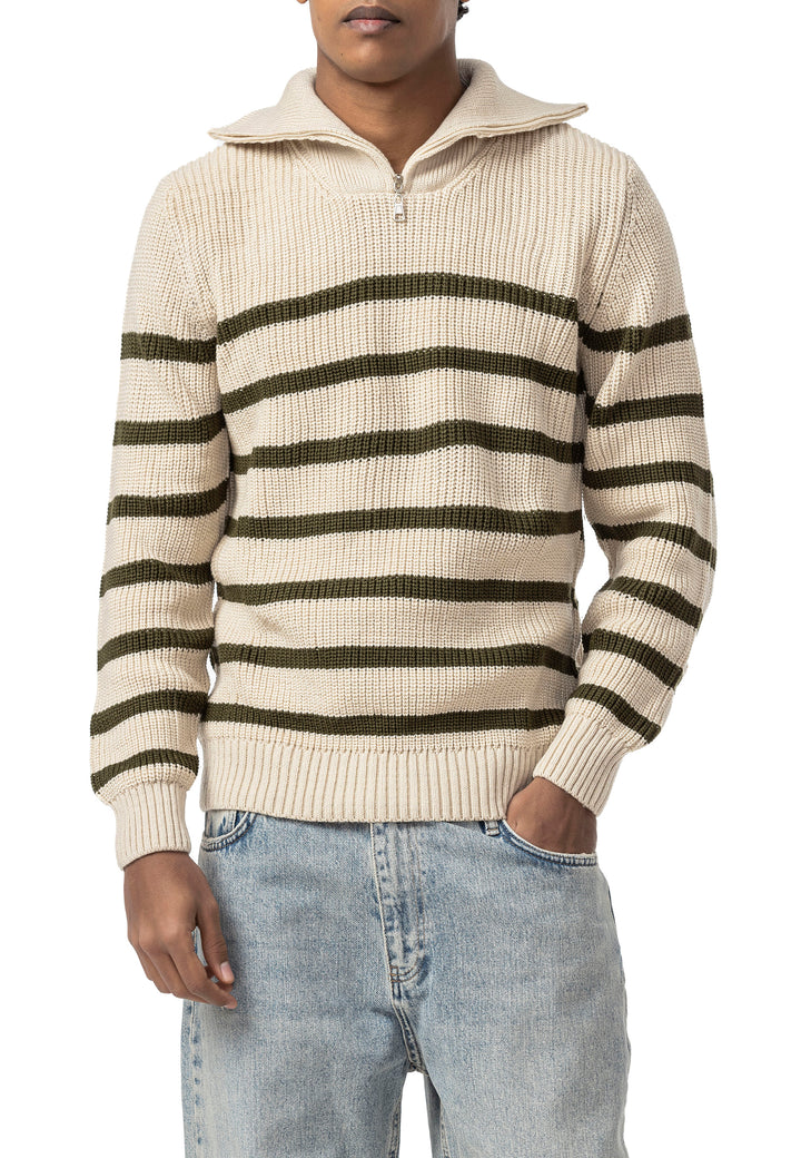 Zip Grobstrick Pullover