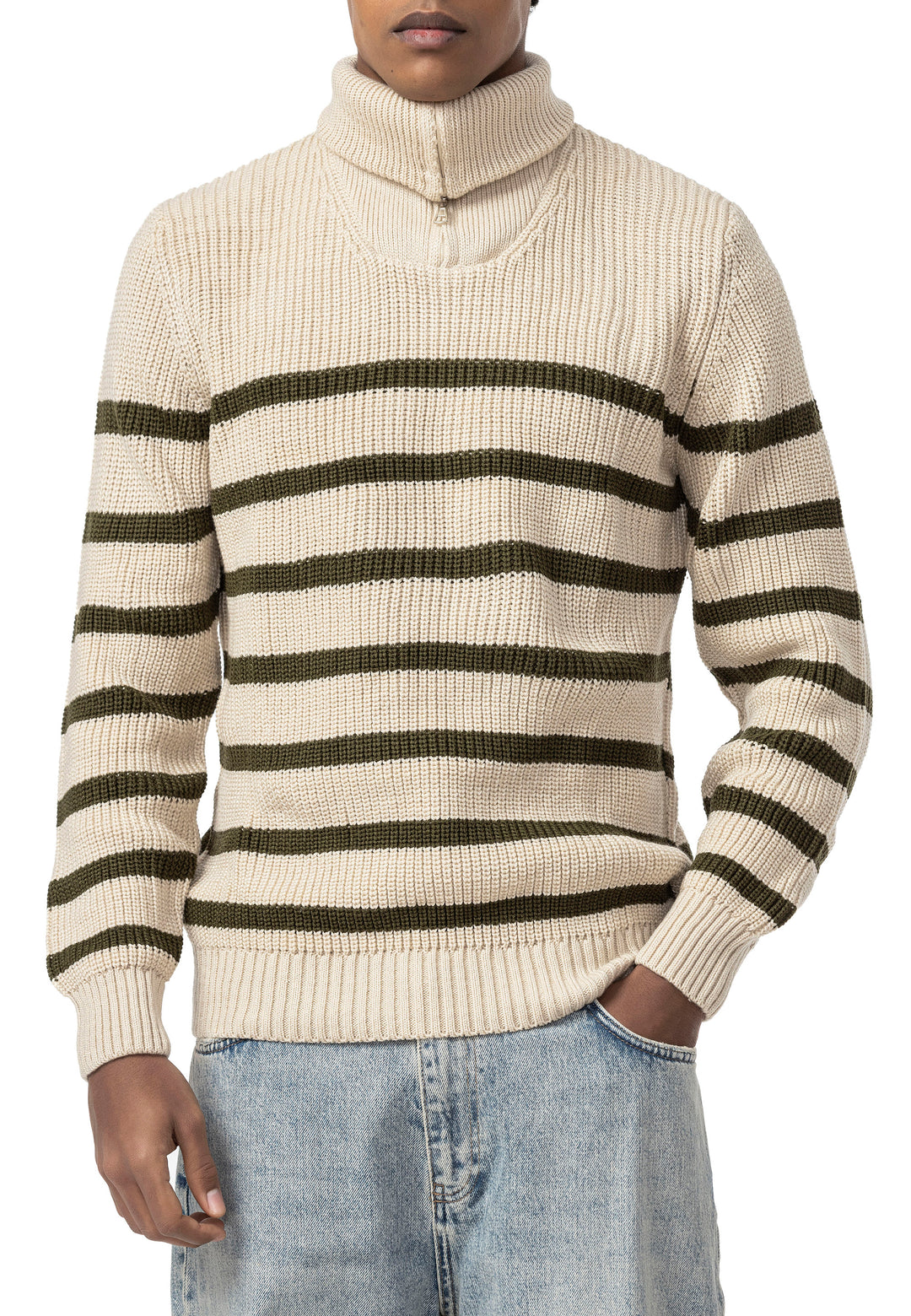 Zip Grobstrick Pullover