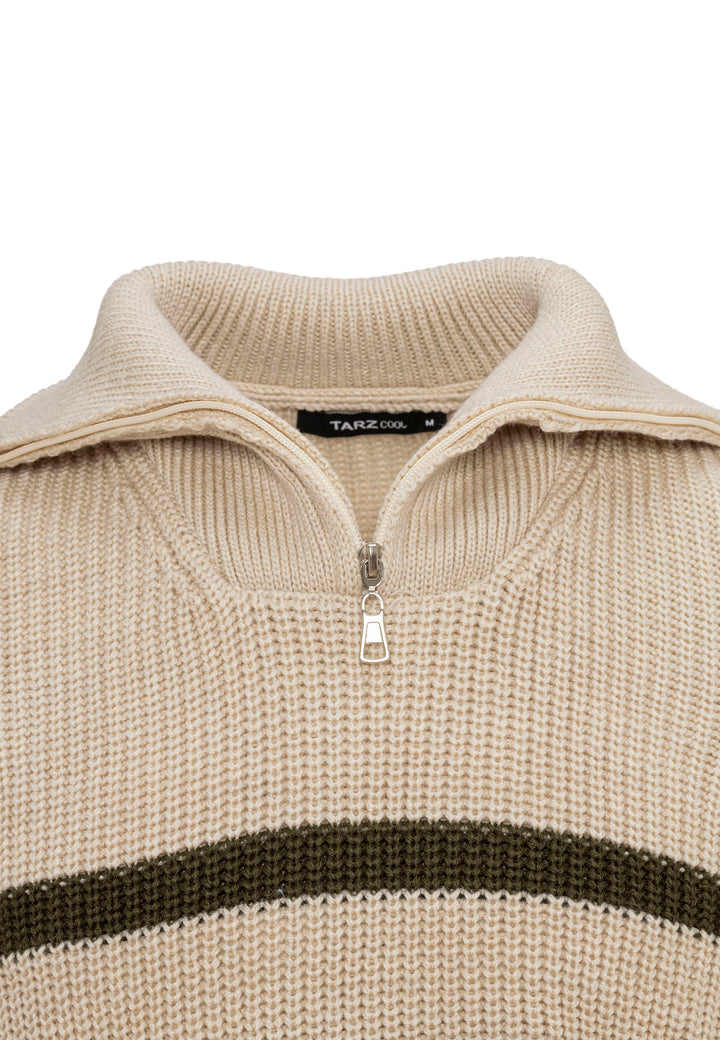 Zip Grobstrick Pullover