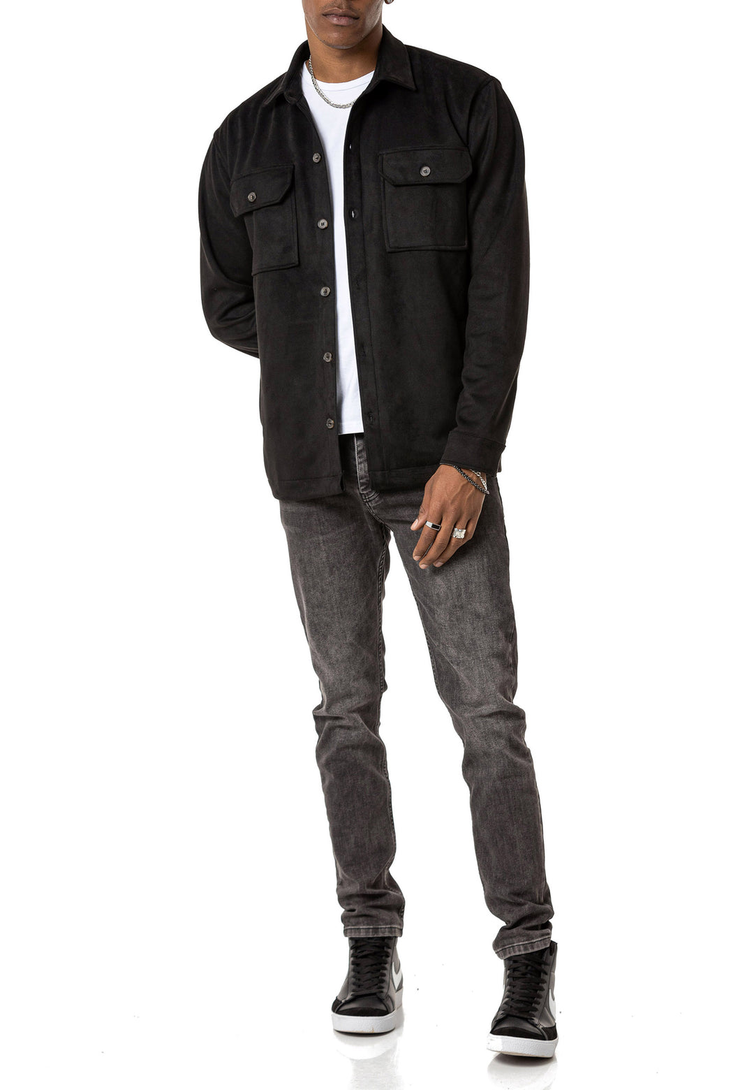 Hemd Wildlederlook mit Taschen