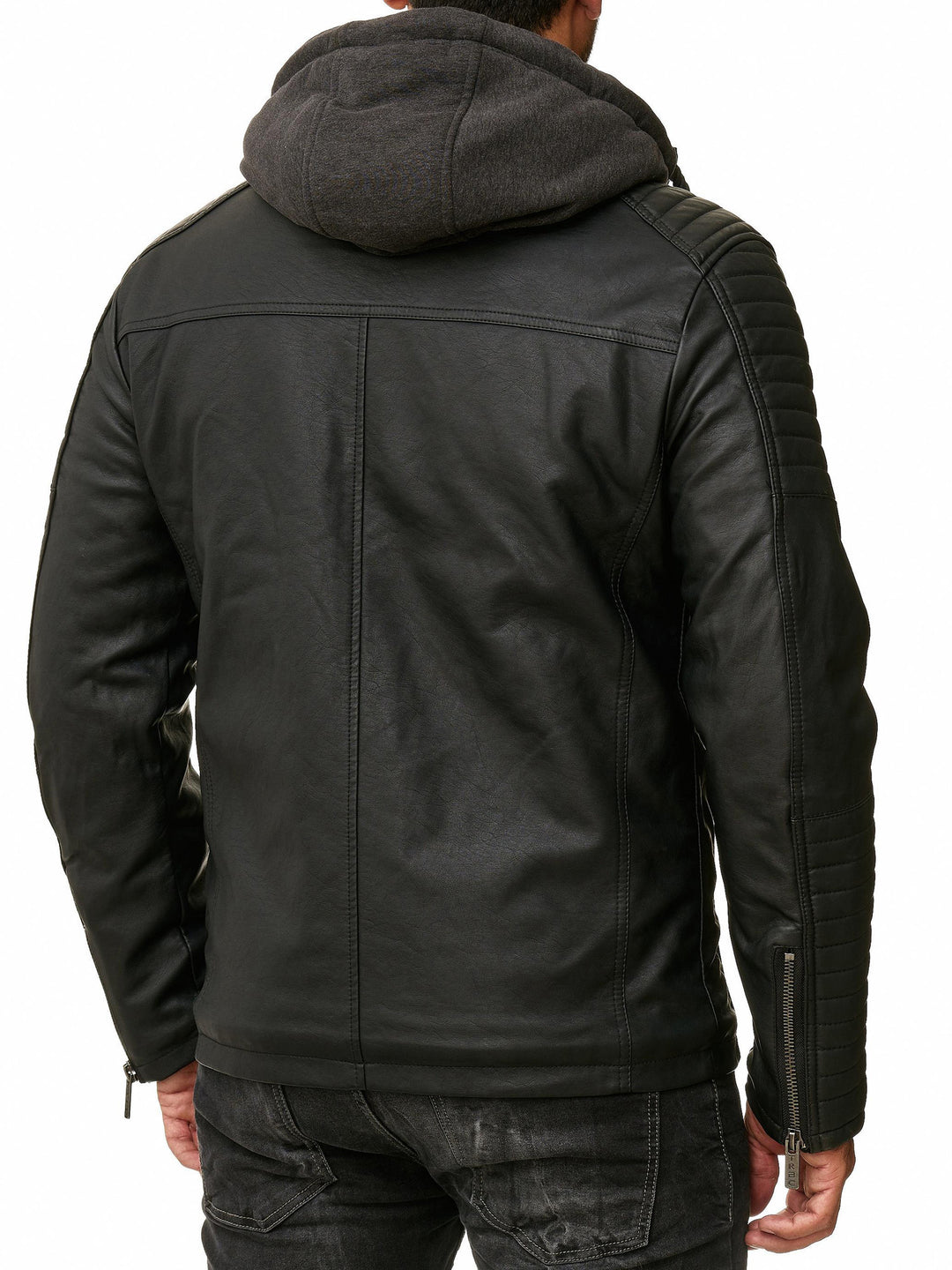 Biker Winterlederjacke mit Kaputze abnehmbar
