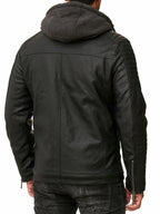 Biker Winterlederjacke mit Kaputze abnehmbar