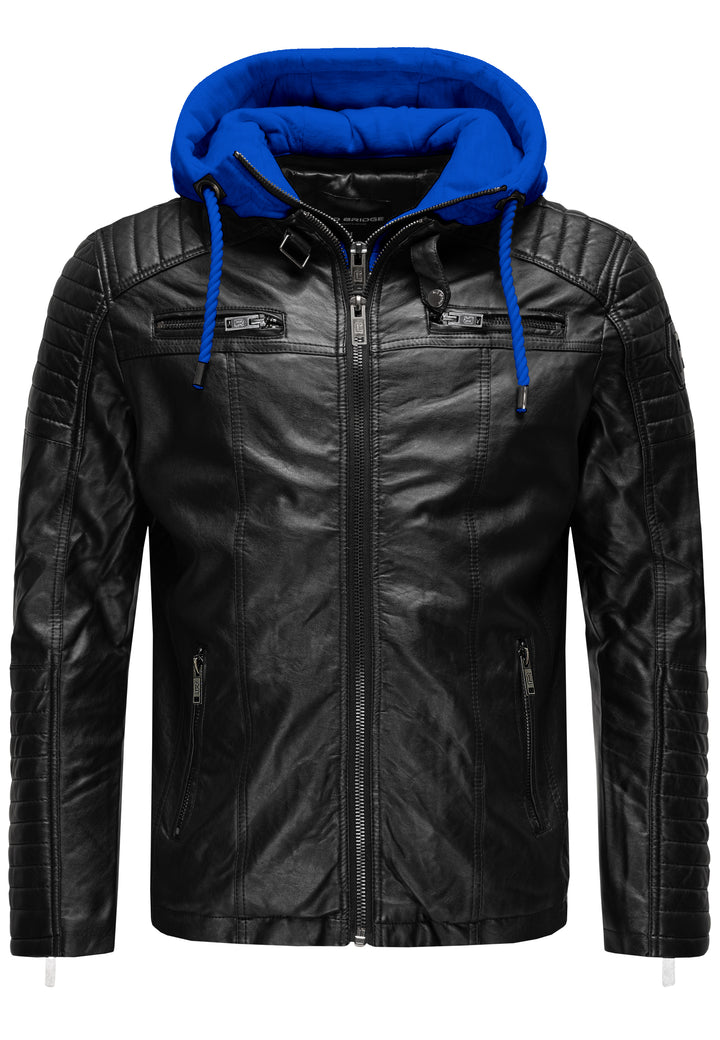 Biker Winterlederjacke mit Kaputze abnehmbar