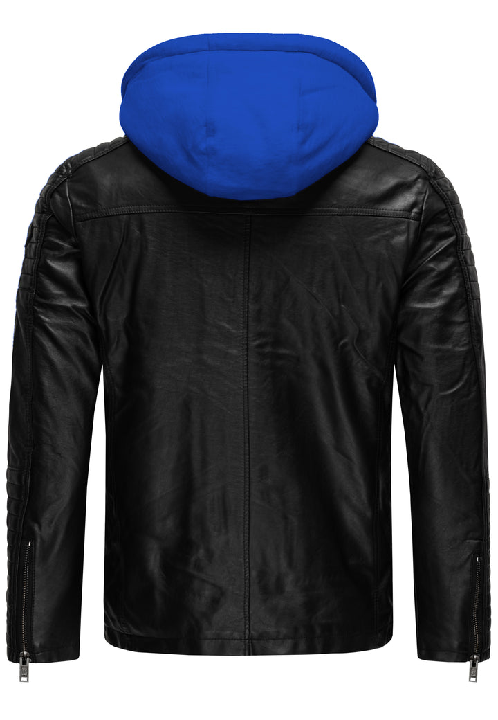 Biker Winterlederjacke mit Kaputze abnehmbar