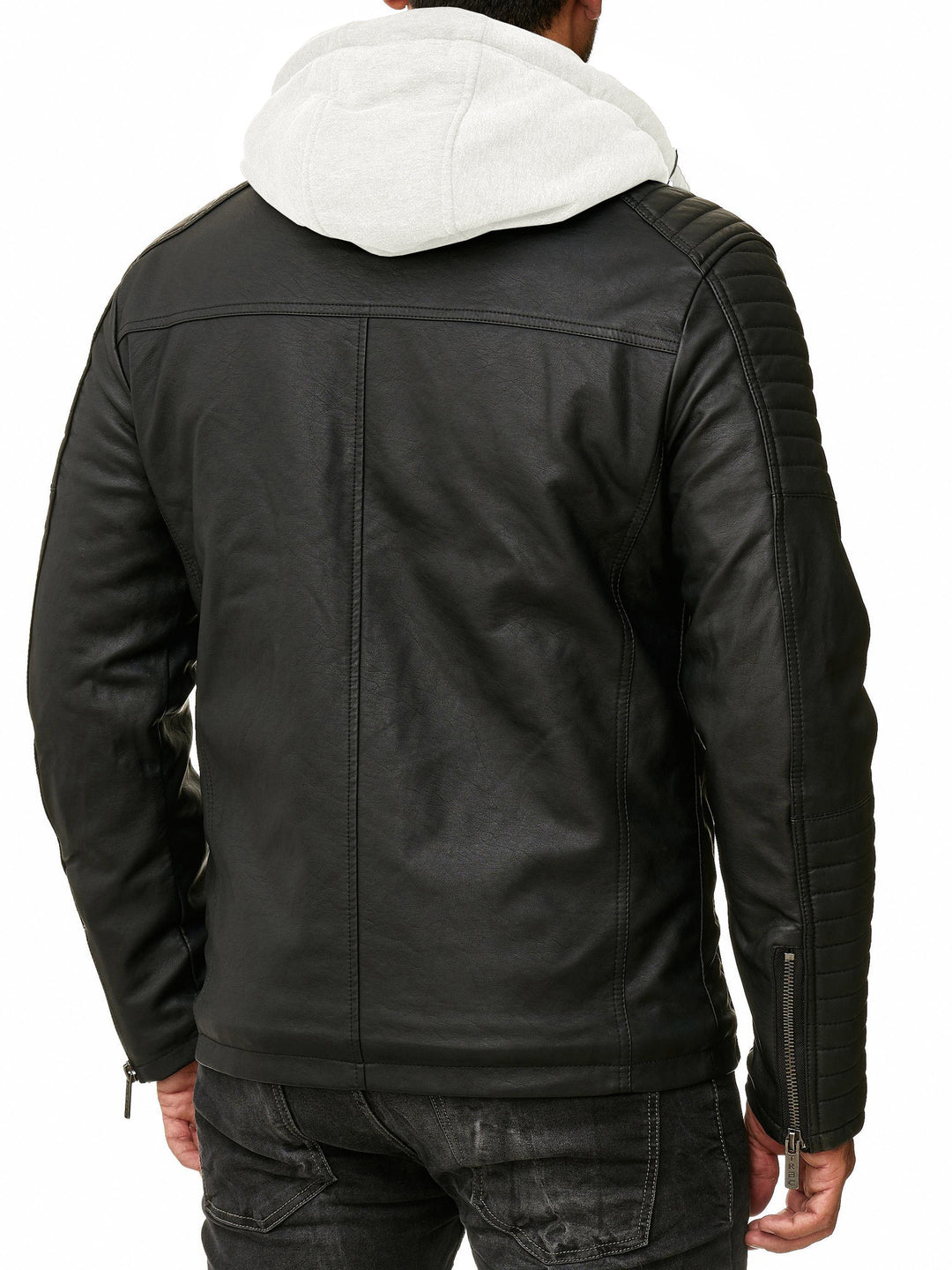 Biker Winterlederjacke mit Kaputze abnehmbar