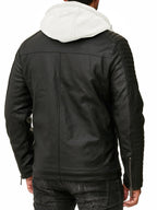 Biker Winterlederjacke mit Kaputze abnehmbar