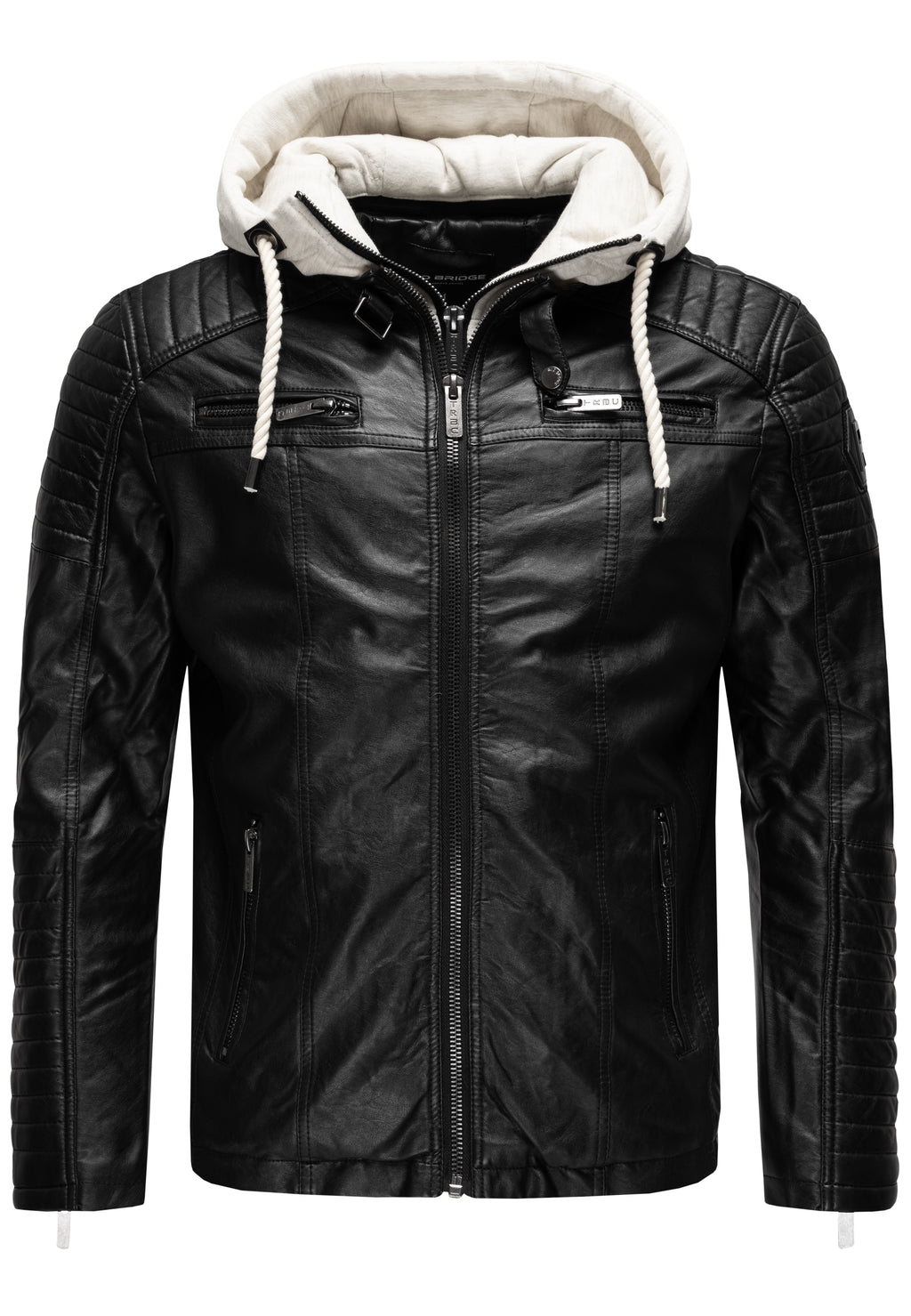 Biker Winterlederjacke mit Kaputze abnehmbar