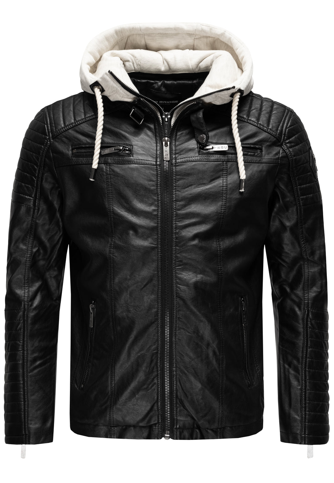 Biker Winterlederjacke mit Kaputze abnehmbar