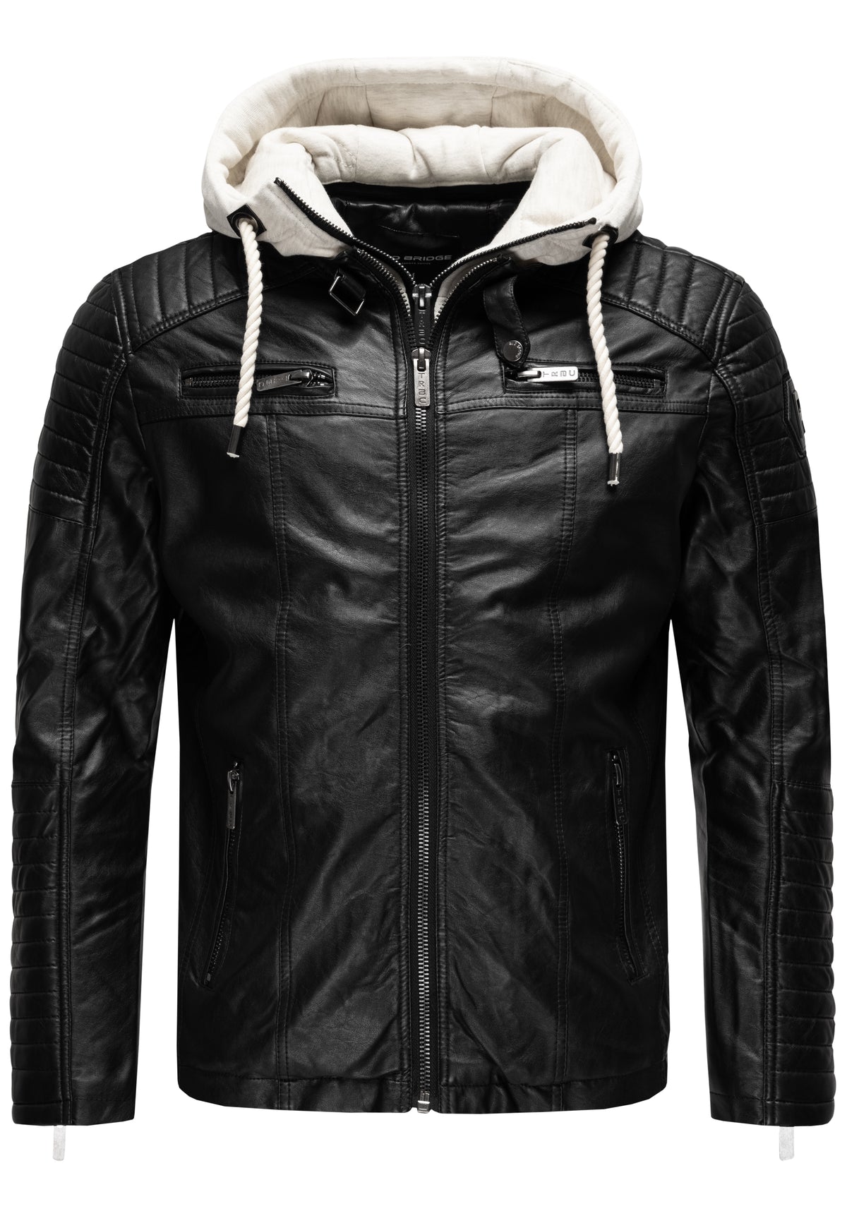 Biker Winterlederjacke mit Kaputze abnehmbar