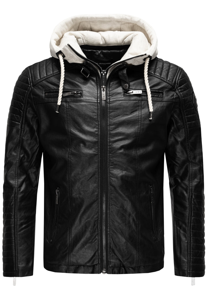 Biker Winterlederjacke mit Kaputze abnehmbar
