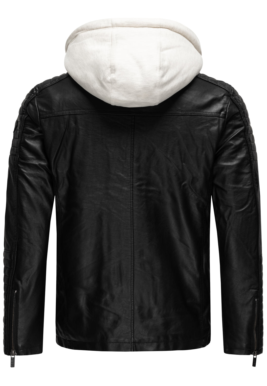 Biker Winterlederjacke mit Kaputze abnehmbar