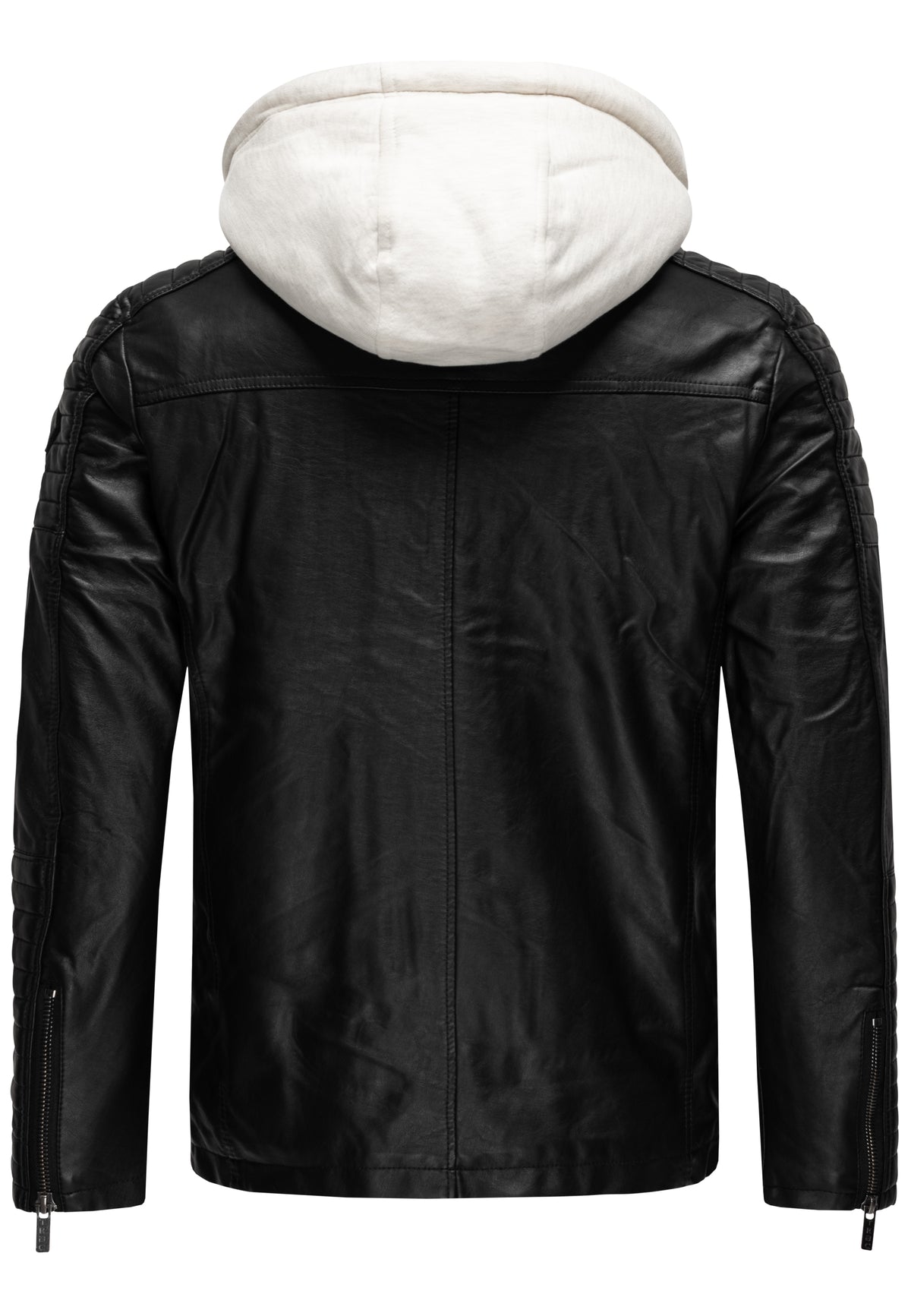 Biker Winterlederjacke mit Kaputze abnehmbar