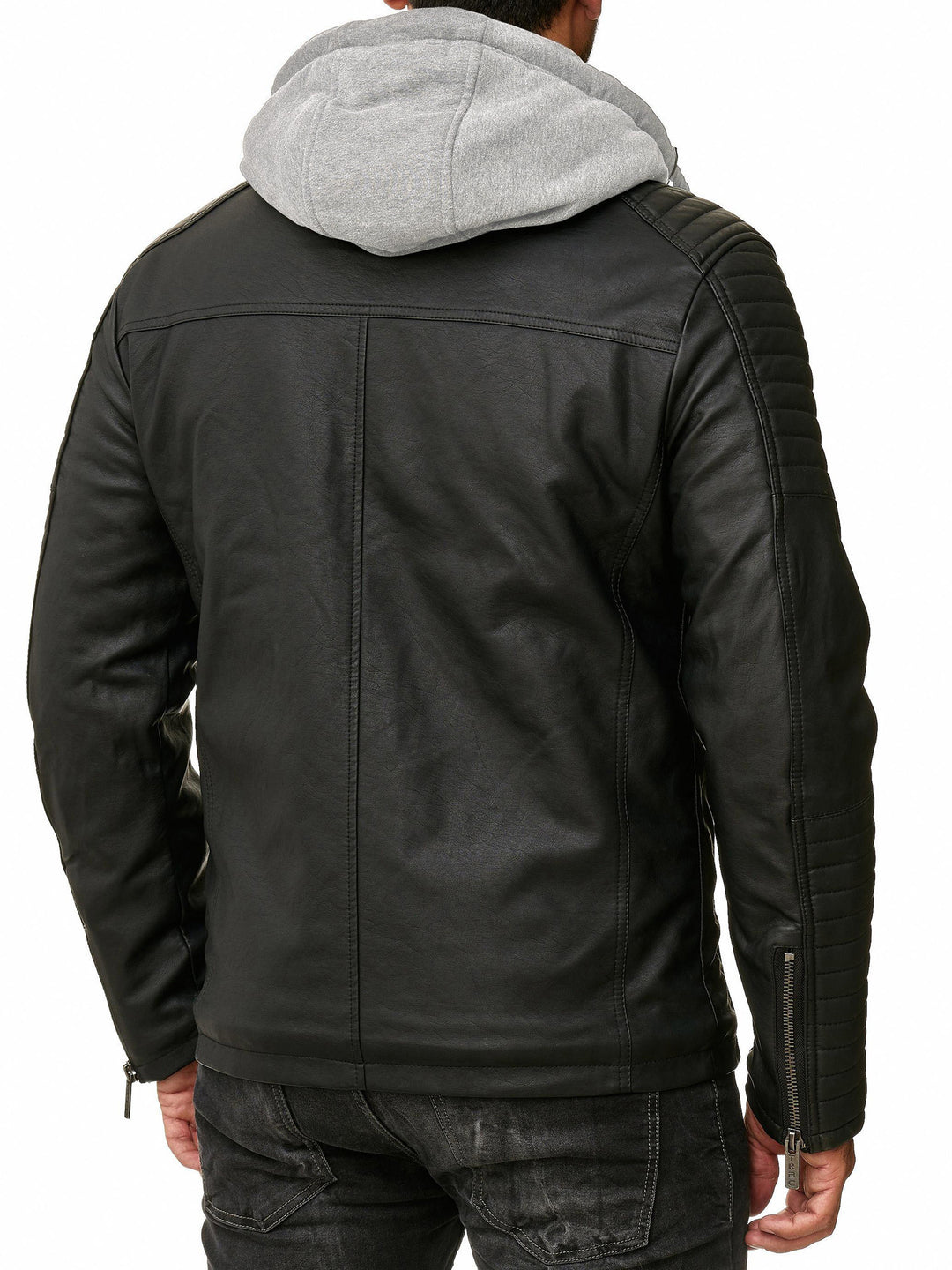 Biker Winterlederjacke mit Kaputze abnehmbar