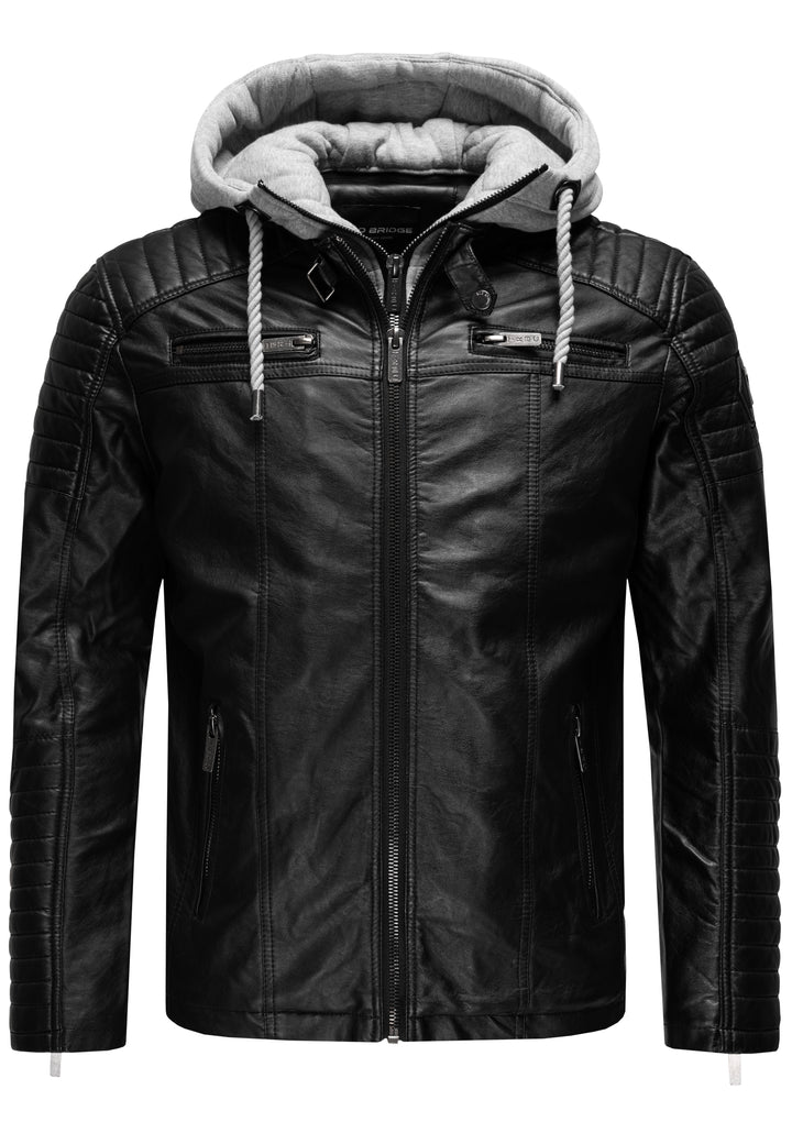 Biker Winterlederjacke mit Kaputze abnehmbar