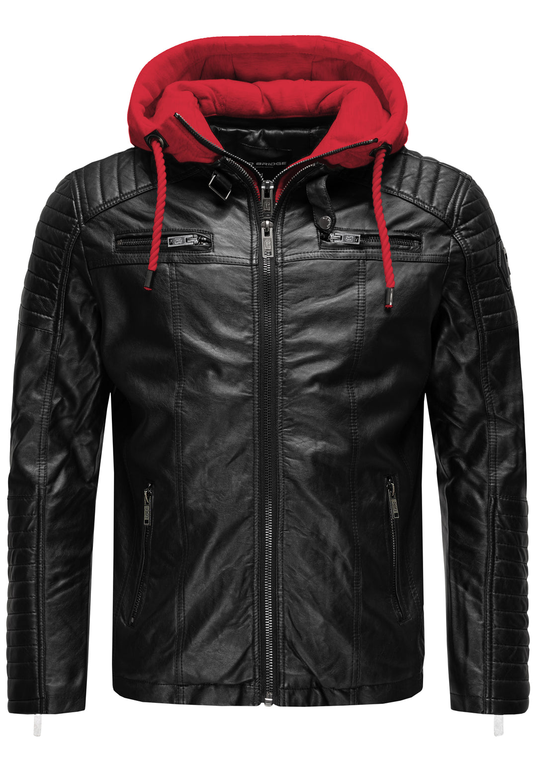 Biker Winterlederjacke mit Kaputze abnehmbar