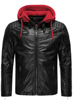 Biker Winterlederjacke mit Kaputze abnehmbar