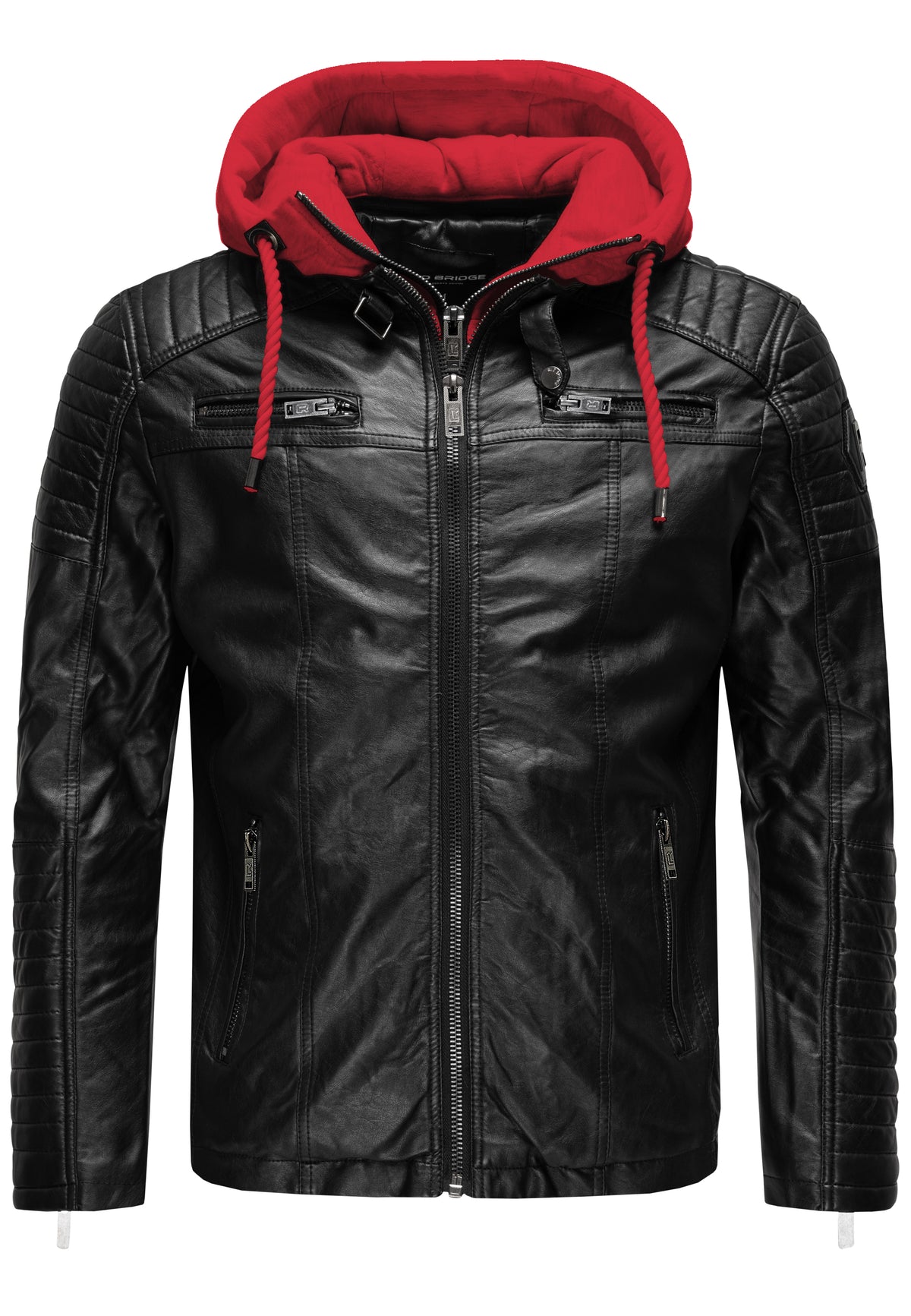 Biker Winterlederjacke mit Kaputze abnehmbar
