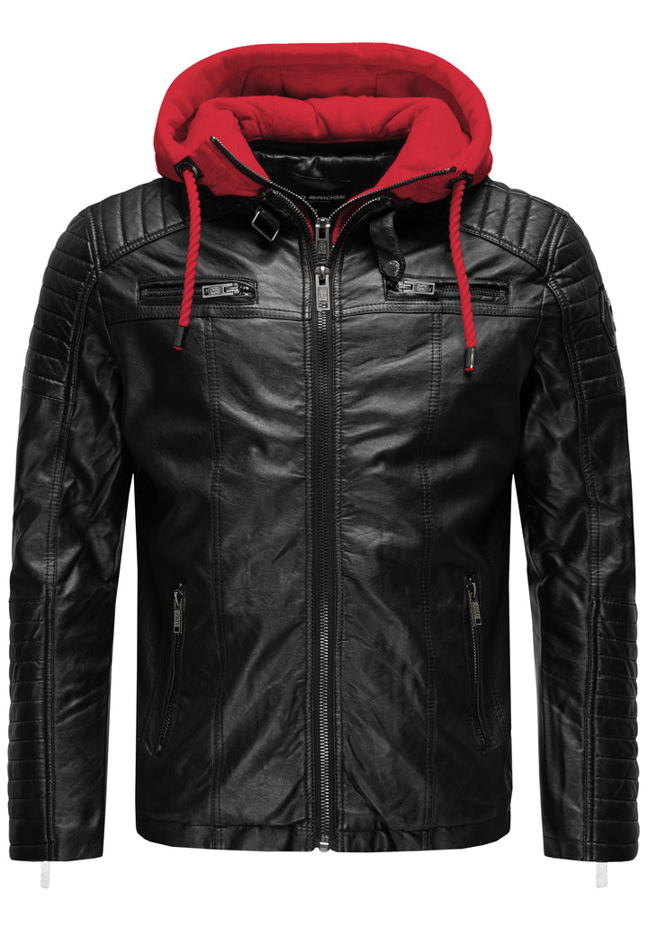 Biker Winterlederjacke mit Kaputze abnehmbar