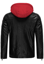 Biker Winterlederjacke mit Kaputze abnehmbar