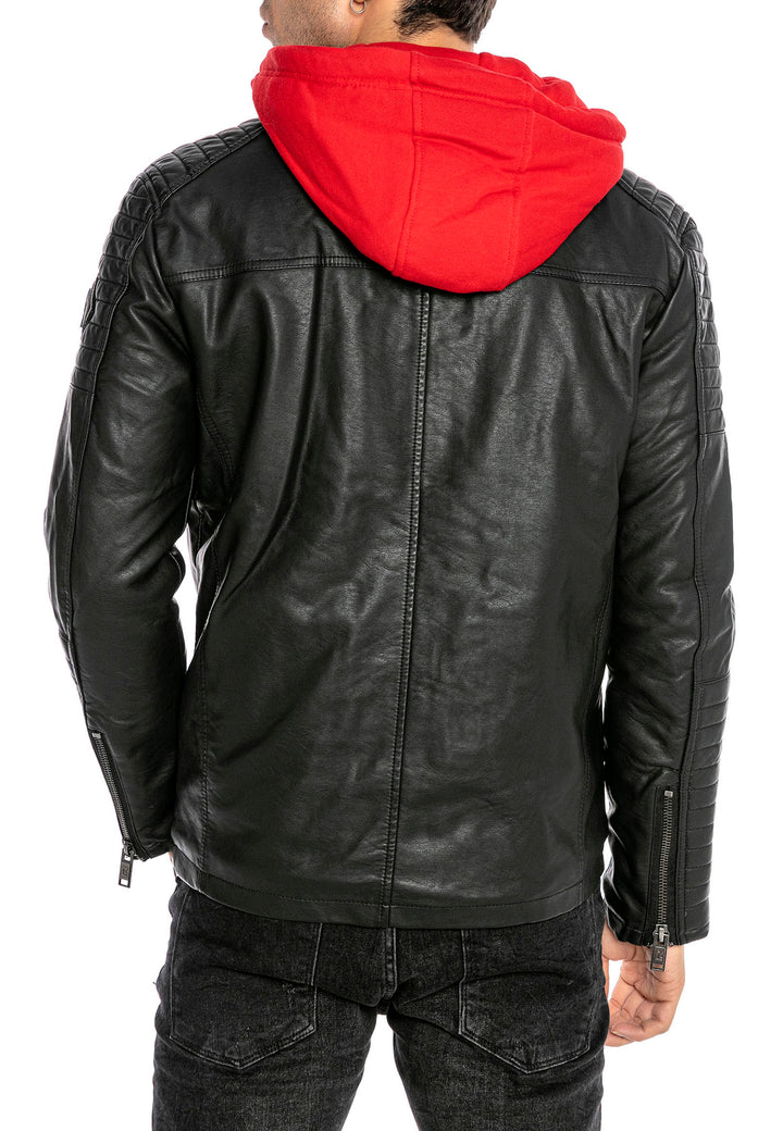 Biker Winterlederjacke mit Kaputze abnehmbar