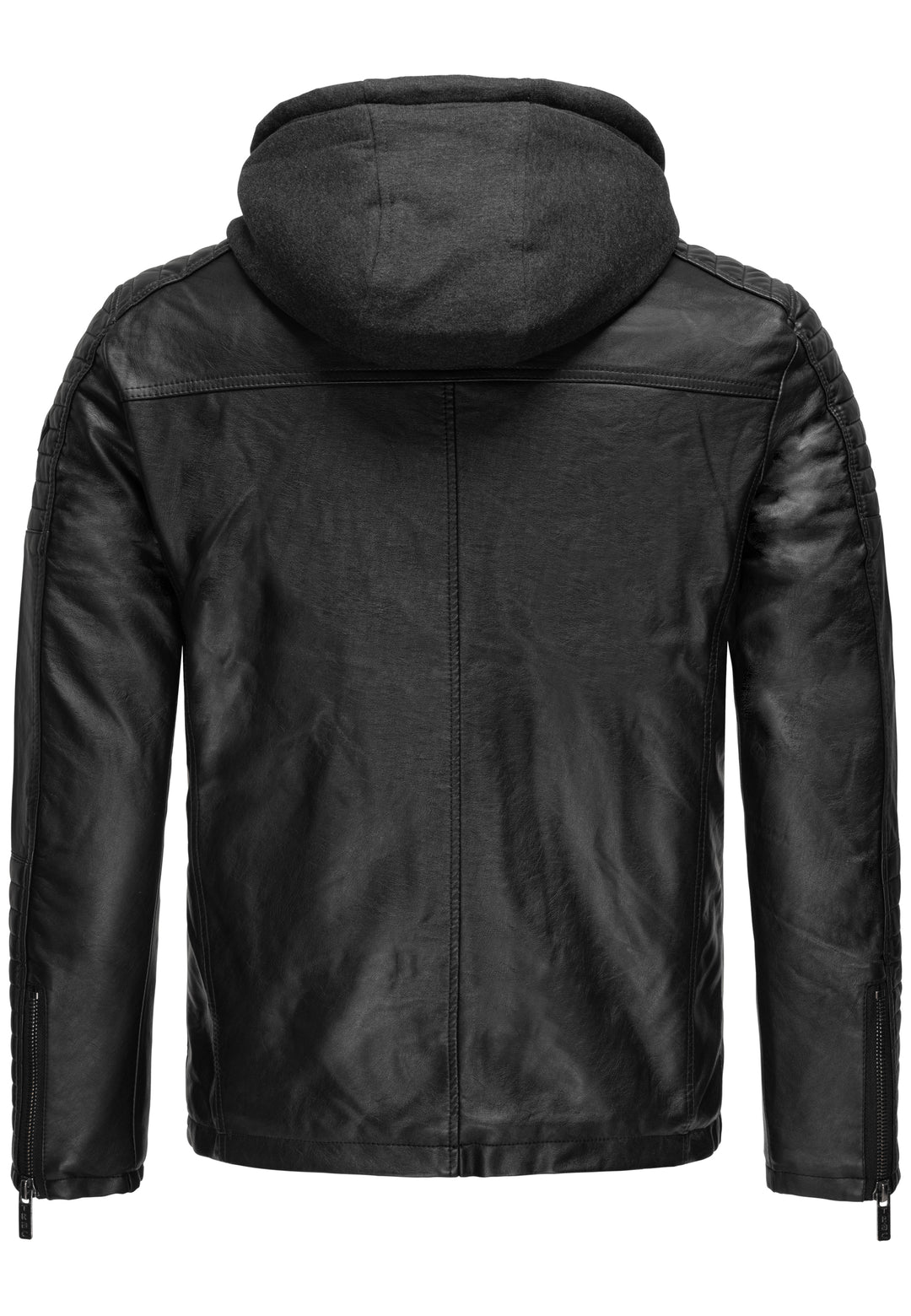 Biker Winterlederjacke mit Kaputze abnehmbar