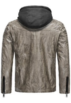 Biker Winterlederjacke mit Kaputze abnehmbar
