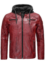 Biker Winterlederjacke mit Kaputze abnehmbar