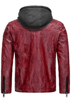 Biker Winterlederjacke mit Kaputze abnehmbar