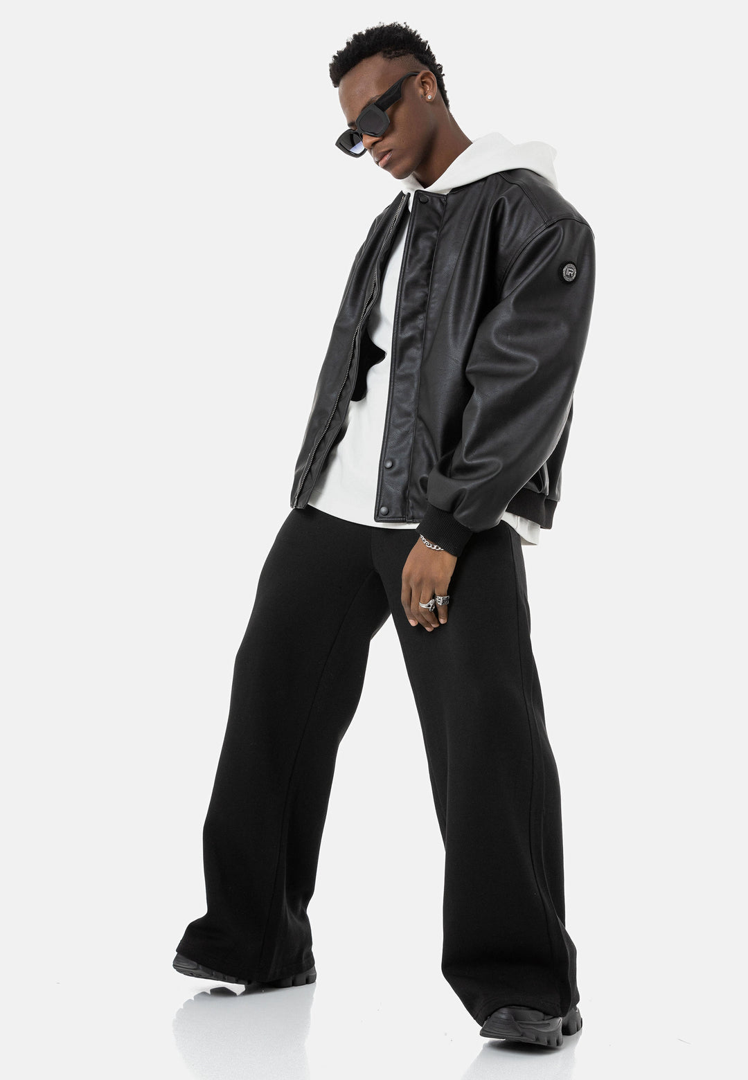 Loose Fit Bomber Lederjacke
