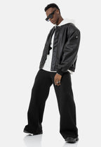 Loose Fit Bomber Lederjacke