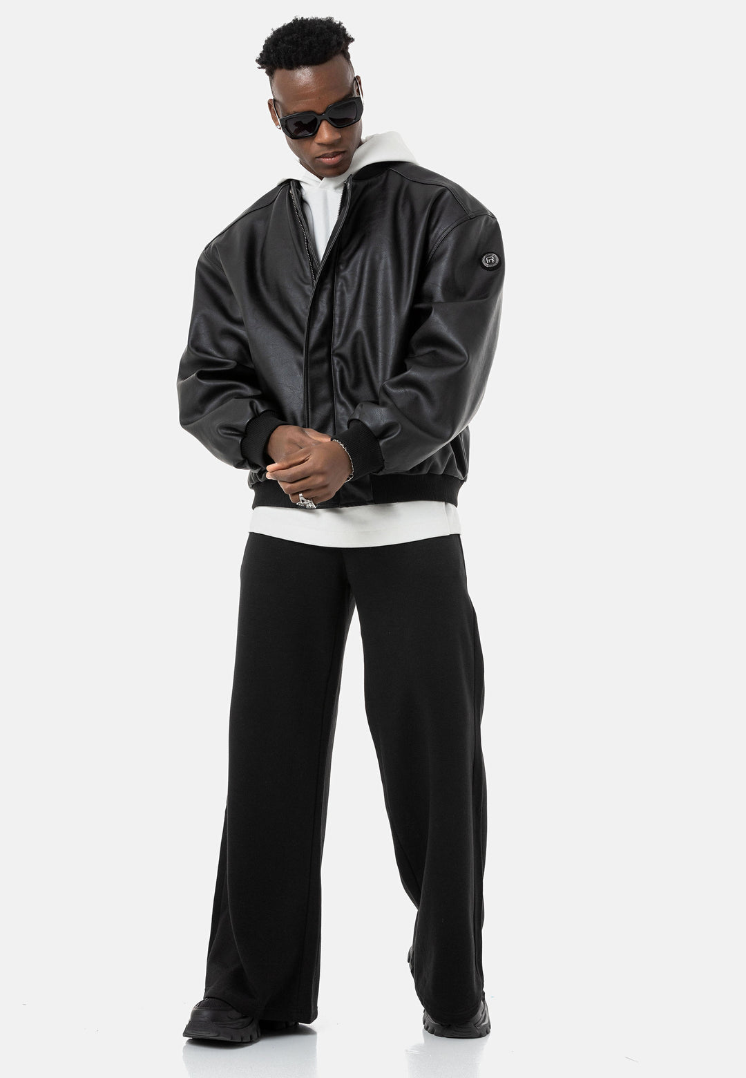 Loose Fit Bomber Lederjacke