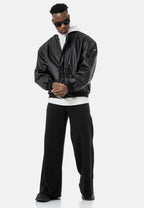 Loose Fit Bomber Lederjacke