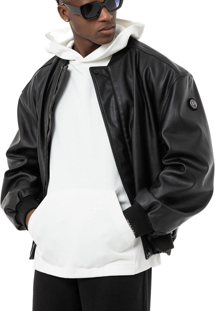 Loose Fit Bomber Lederjacke