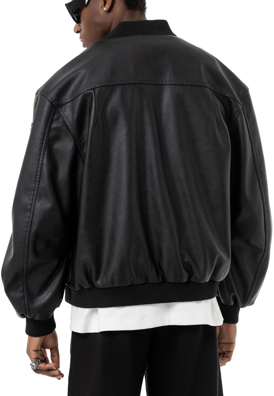 Loose Fit Bomber Lederjacke