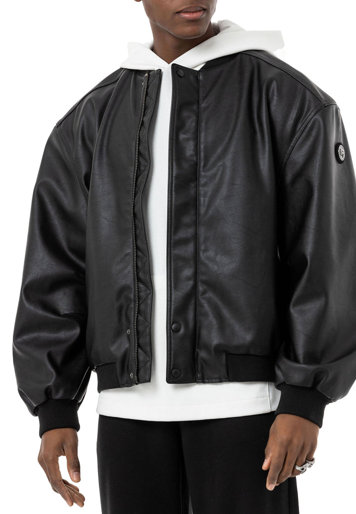 Loose Fit Bomber Lederjacke