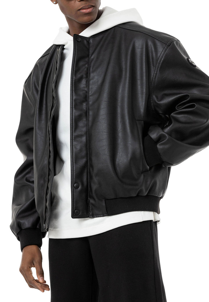 Loose Fit Bomber Lederjacke