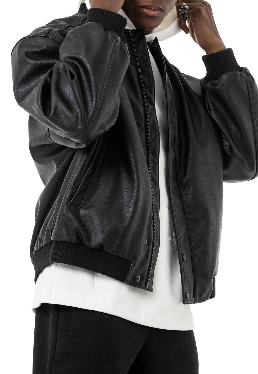 Loose Fit Bomber Lederjacke