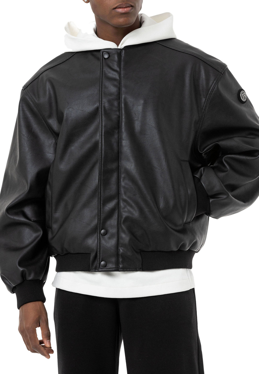 Loose Fit Bomber Lederjacke