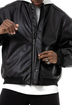 Loose Fit Bomber Lederjacke