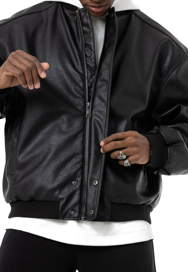 Loose Fit Bomber Lederjacke