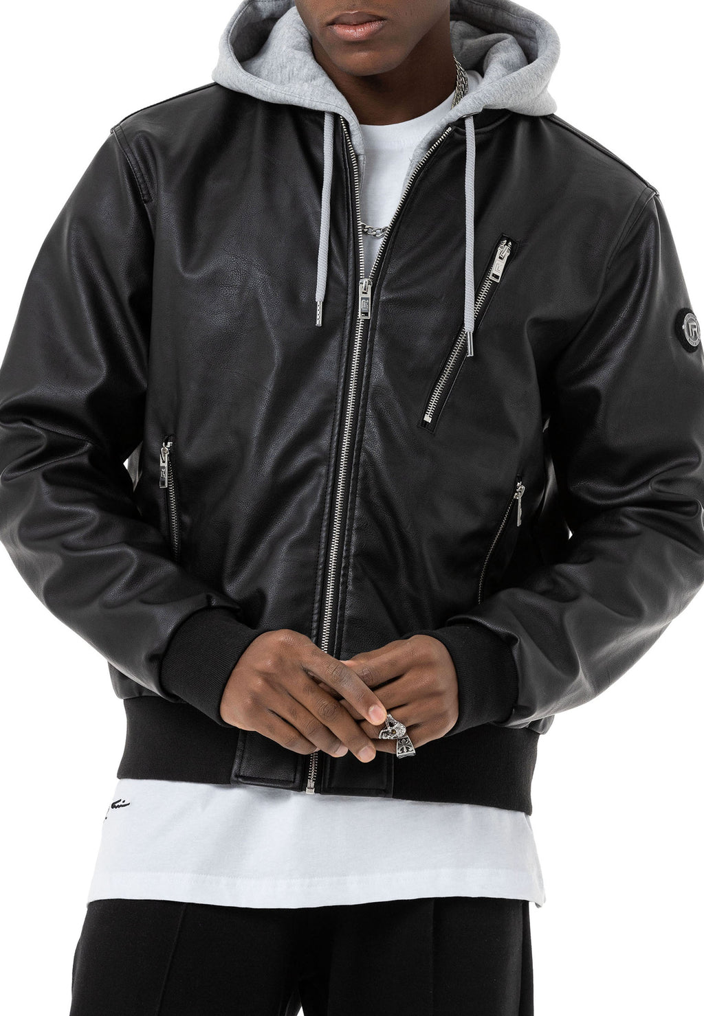 Kapuzen Lederjacke