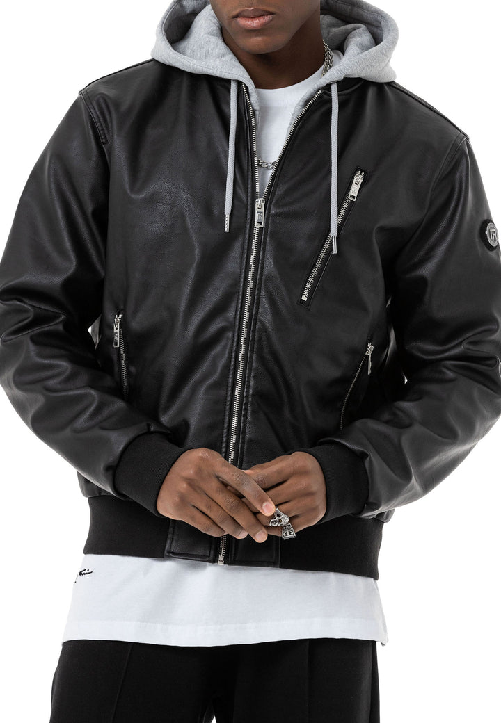Kapuzen Lederjacke