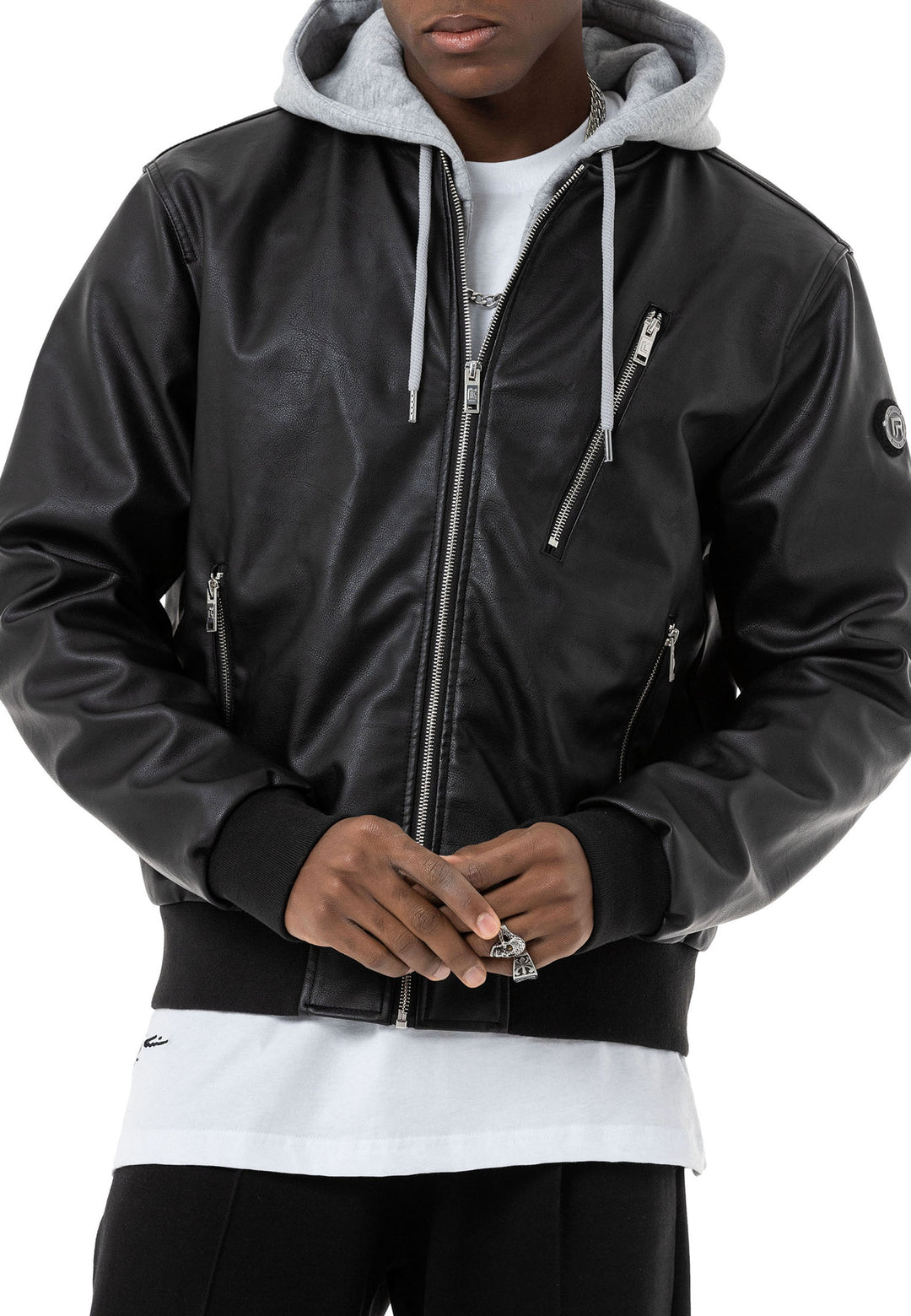 Kapuzen Lederjacke