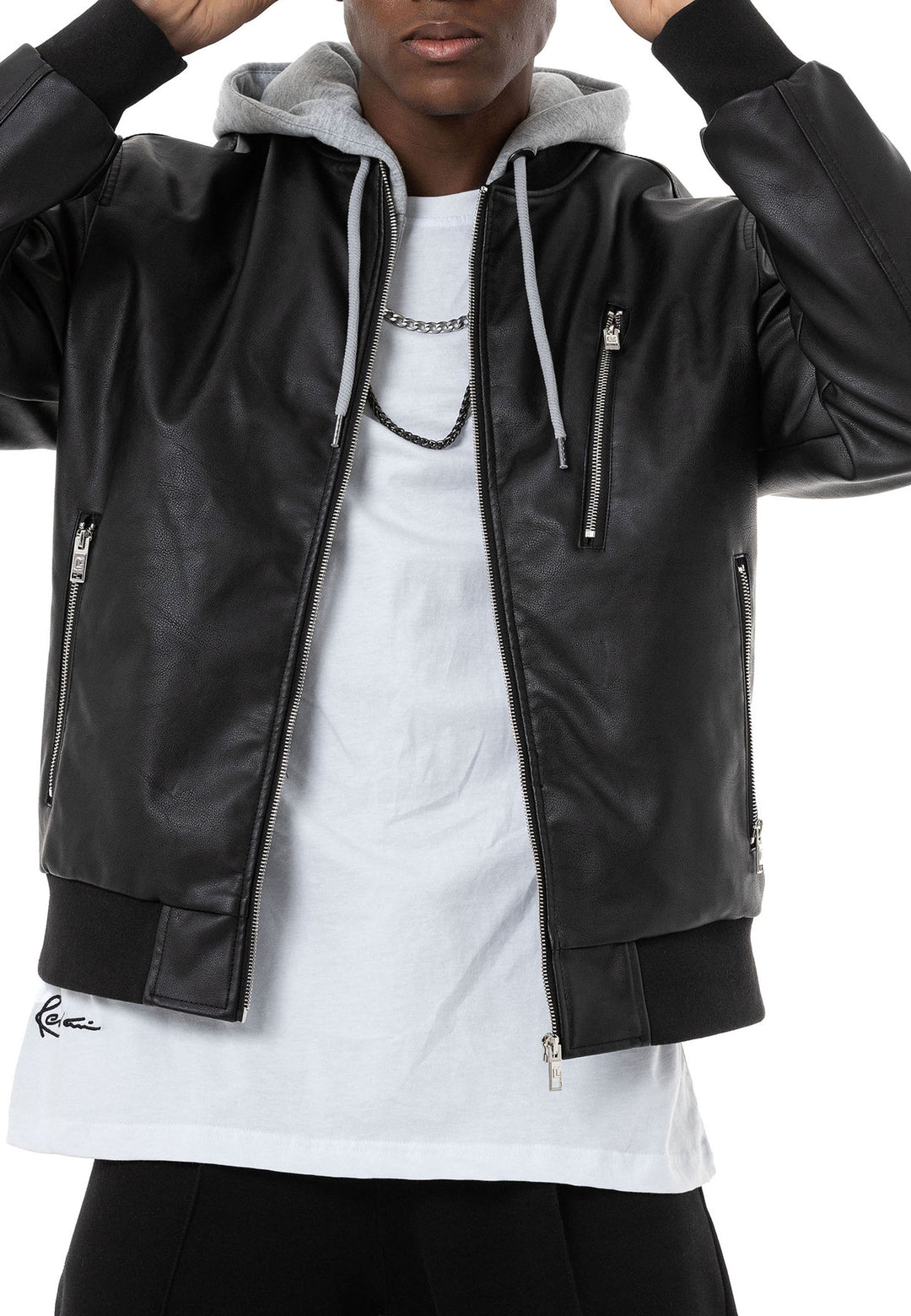 Kapuzen Lederjacke
