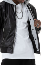 Kapuzen Lederjacke