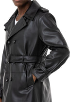 Kunstleder Trenchcoat Schwarz / 2XL