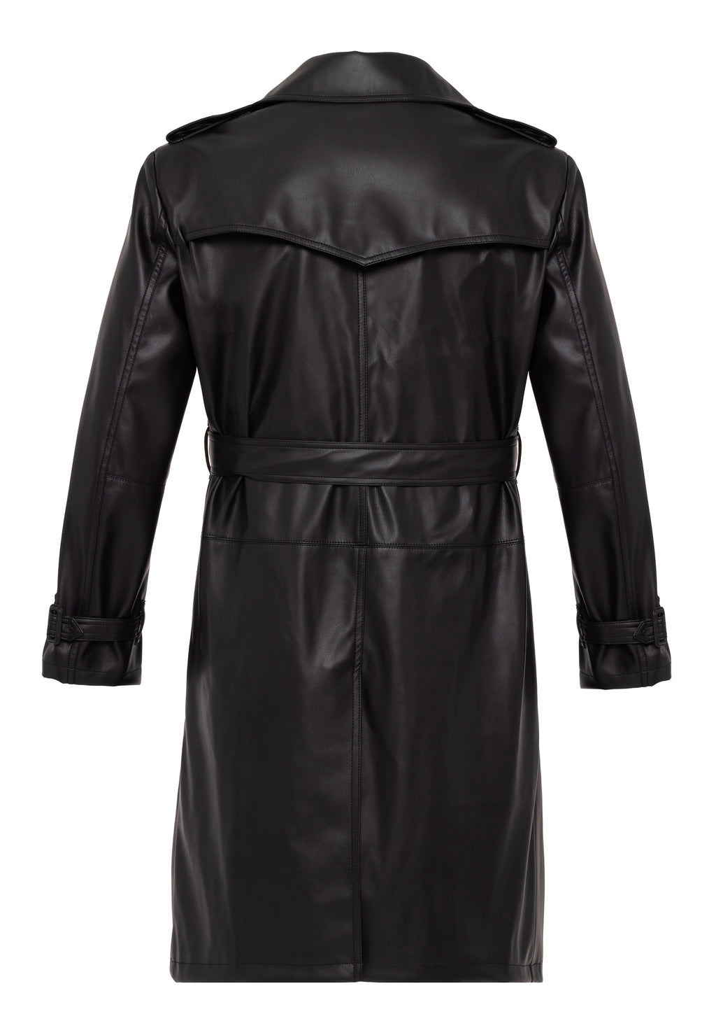 Kunstleder Trenchcoat Schwarz / 2XL