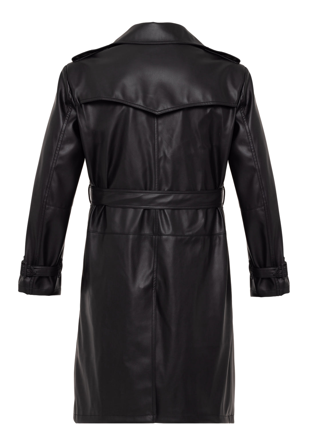 Kunstleder Trenchcoat Schwarz / 2XL