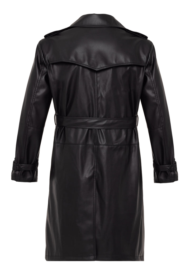 Kunstleder Trenchcoat Schwarz / 2XL