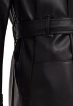 Kunstleder Trenchcoat Schwarz / 2XL